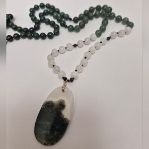 Moss Agate 108 Bead Mala Necklace Brand New Hand Knotted/Hand Made